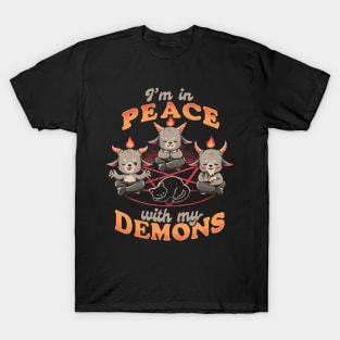 In Peace With My Demons - Creepy Cute Baphomet Cat Gift T-Shirt